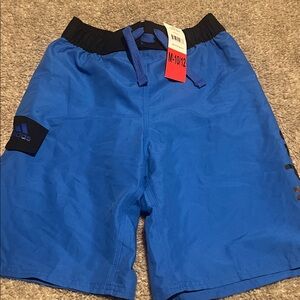 adidas Blue Boys Swim Shorts with Black Waistband